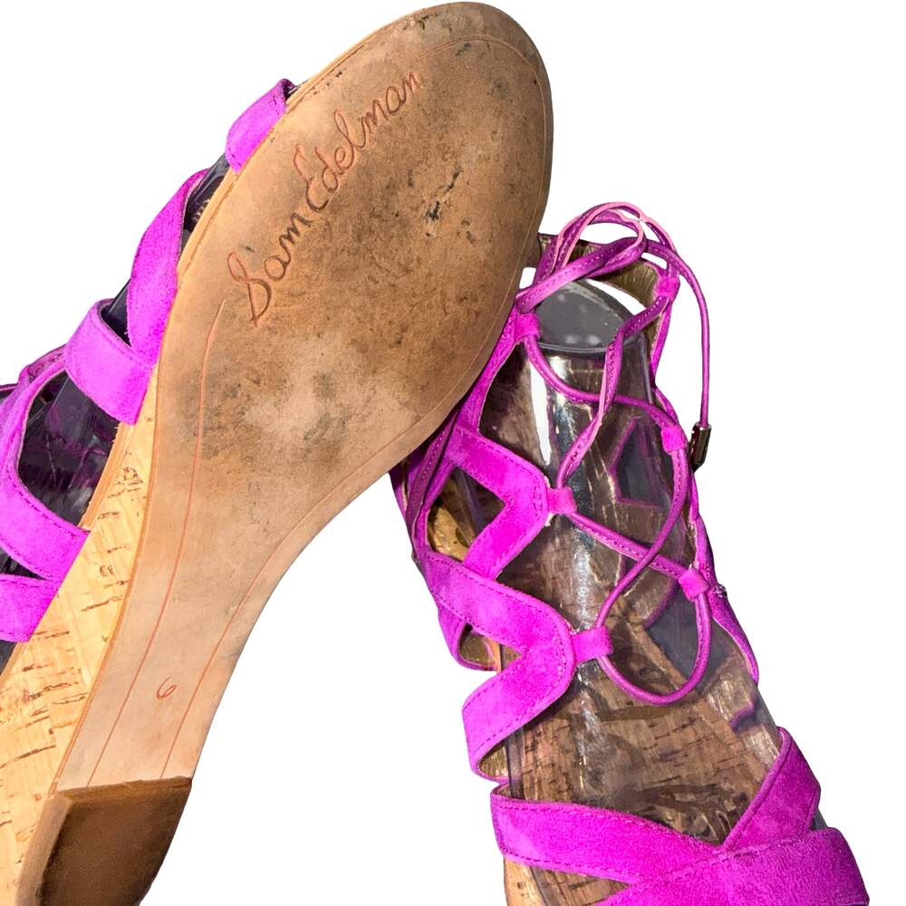 Sam Edelman Dawson Purple Suede Lace-Up Wedge Sandals Size 6M - Picture 4 of 7